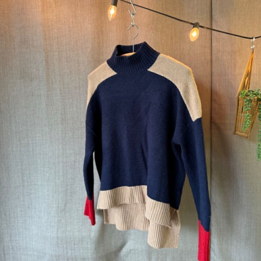Max Studio colour block mock turtle neck - L